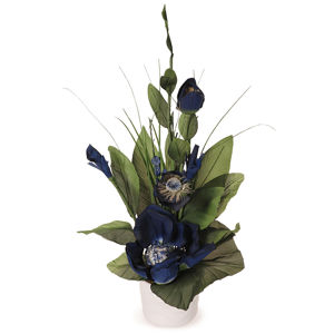Aranžmá Magnólia v kvetináči modrá, 50 cm