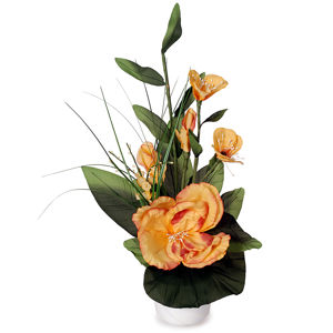 Aranžmán Ruže v kvetináči oranžová, 50 cm