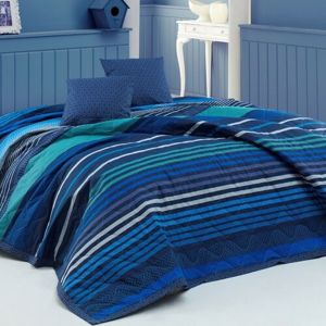 BedTex Prehoz na posteľ Marley modrá, 220 x 240 cm, 2x 40 x 40 cm