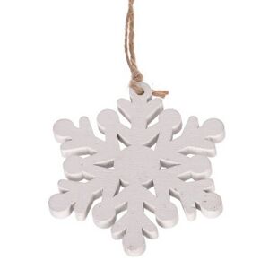 Drevená vianočná ozdoba Snowflake, biela, 8 ks