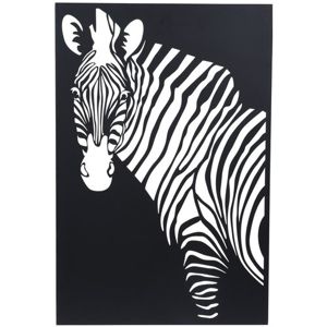 Koopman Závesná kovová dekorácia Zebra čierna, 30 x 40 cm