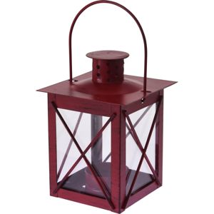 Kovový lampáš na čajovú sviečku Redline červená, 10 x 14 cm