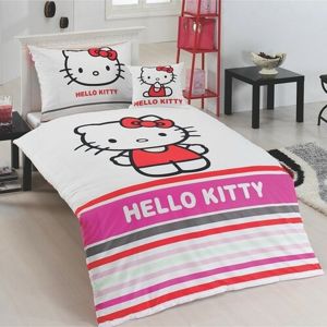 Matějovský Bavlnené obliečky Hello Kitty Stripe, 140 x 200 cm, 70 x 90 cm