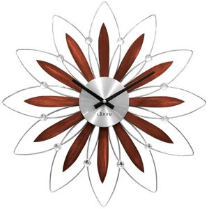 Drevené strieborné hodiny LAVVU CRYSTAL Flower LCT1111, 50cm 