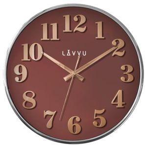 LAVVU LCT1163 - Červené hodiny Home Red s dreveným dekorom 