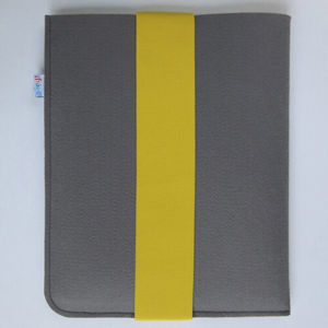 Fragile puzdro na iPad 21 x 26 cm so žltou gumičkou