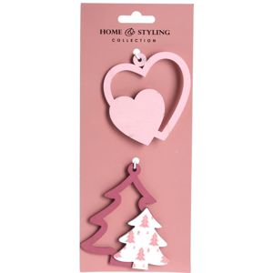 Sada vianočných ozdôb Tree and heart, 2 ks