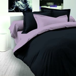 Kvalitex Saténové obliečky Luxury Collection čierna / svetlo fialová, 140 x 200 cm, 70 x 90 cm