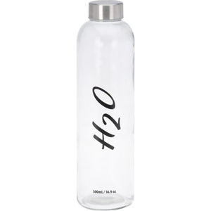 Sklenená fľaša na vodu H2O, 500 ml