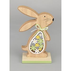 Veľkonočný drevený zajačik Hubert zelená, 15 cm