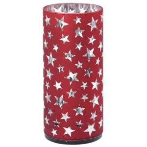 Vianočná LED dekorácia Cylinder with stars červená, 7 x 15 cm