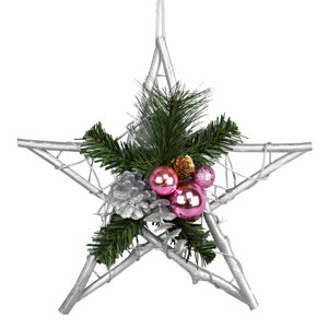 Vianočná prútená hviezda Esfera ružová, 30 cm